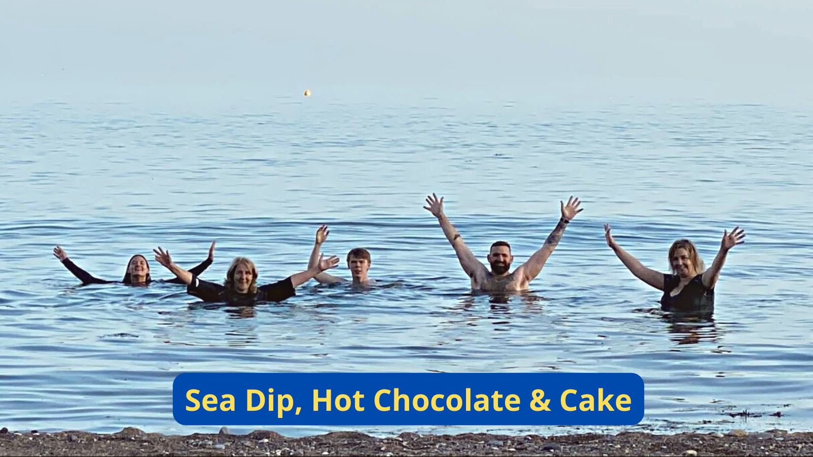 Sea dip, hot chocolate and cake